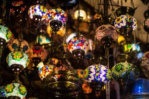 lamps hanging in a Turkish bazaar