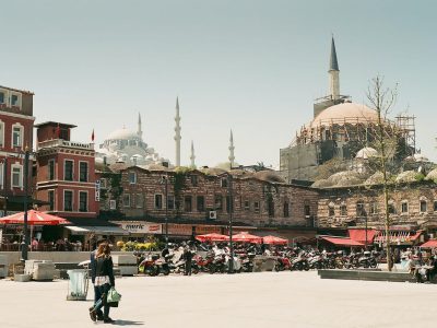 small shops in a courtyard in Turkey